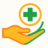 helping hand with medical cross