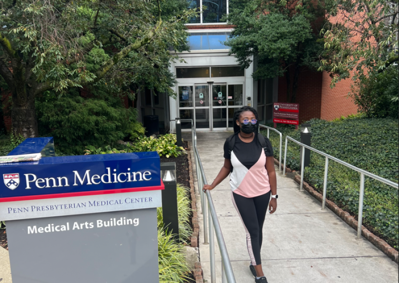 Astride Gouba in front of Penn Presbyterian Medical Center
