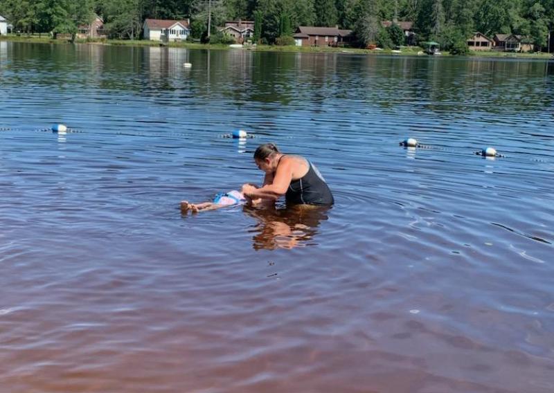 Audrey swim lessons in lake