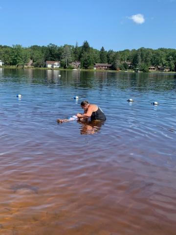 Audrey swim lessons in lake