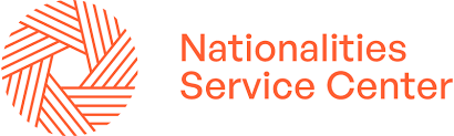 the Nationalities Service Center logo and name in orange