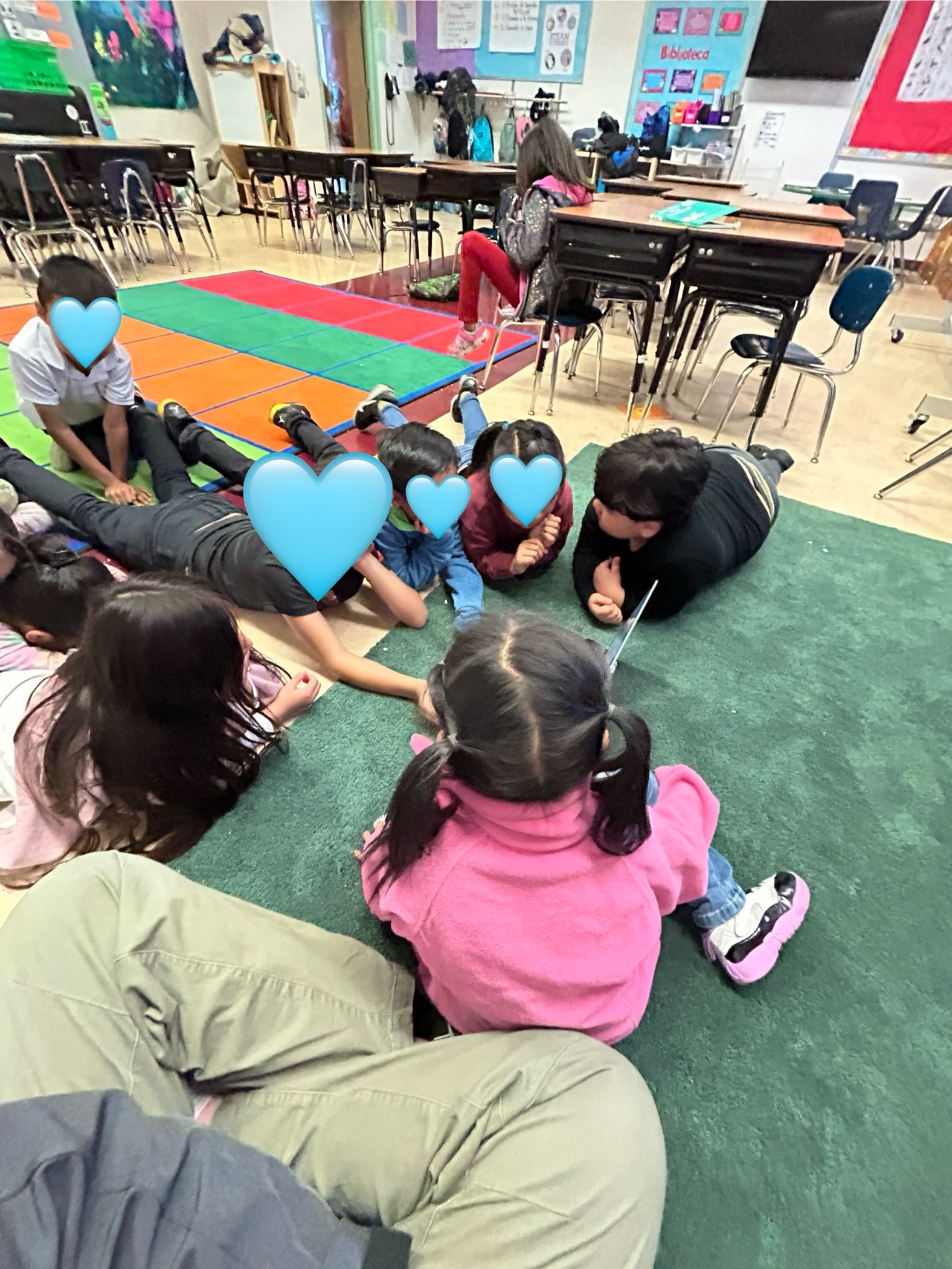 A photo of the primary patient population - the students! Students' faces have been edited out of the photo. 